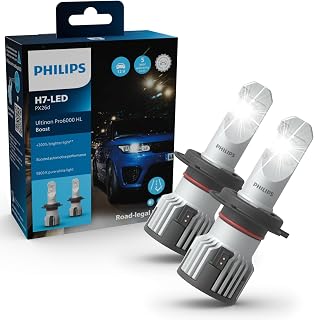 Philips Ultinon Pro6000 Boost H7-LED, ampoule LED pour éclairage avant automobile homologuée*, jusqu'à 300% de luminosité en plus**, 5.800K, conception ultra-compacte, set de 2 - Image 1
