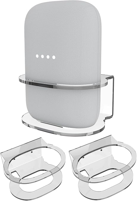 Google Nest Audio Wall Mount Bracket with Built-in Cable Management, No Screws Needed, Speaker Accessories (Transparent, JG02Y) - Image 1
