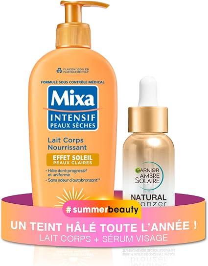 Mixa Garnier Sun Effect Body Lotion + Self-Tanning Face Serum - Natural Progressive Tan - Image 1