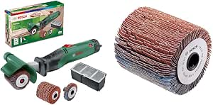 Bosch Texoro multifunction sander (250 W, 3 accessories, accessory box, in cardboard) & Bosch flap roller - Accessories for PRR 250 ES (width 60 mm, grit 80) - Image 1