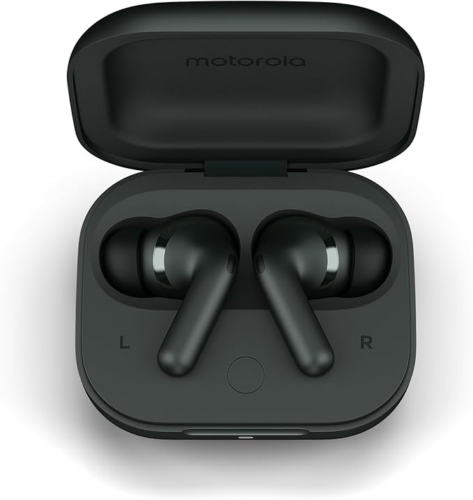 Motorola Moto Buds Plus, Wireless Earphones, Active Noise Reduction, Wireless Earbuds Sound by Bose, Dolby Atmos Spatialized Sound with, Bluetooth Headphones Battery Life Up to 38h, Charcoal Grey - Image 1