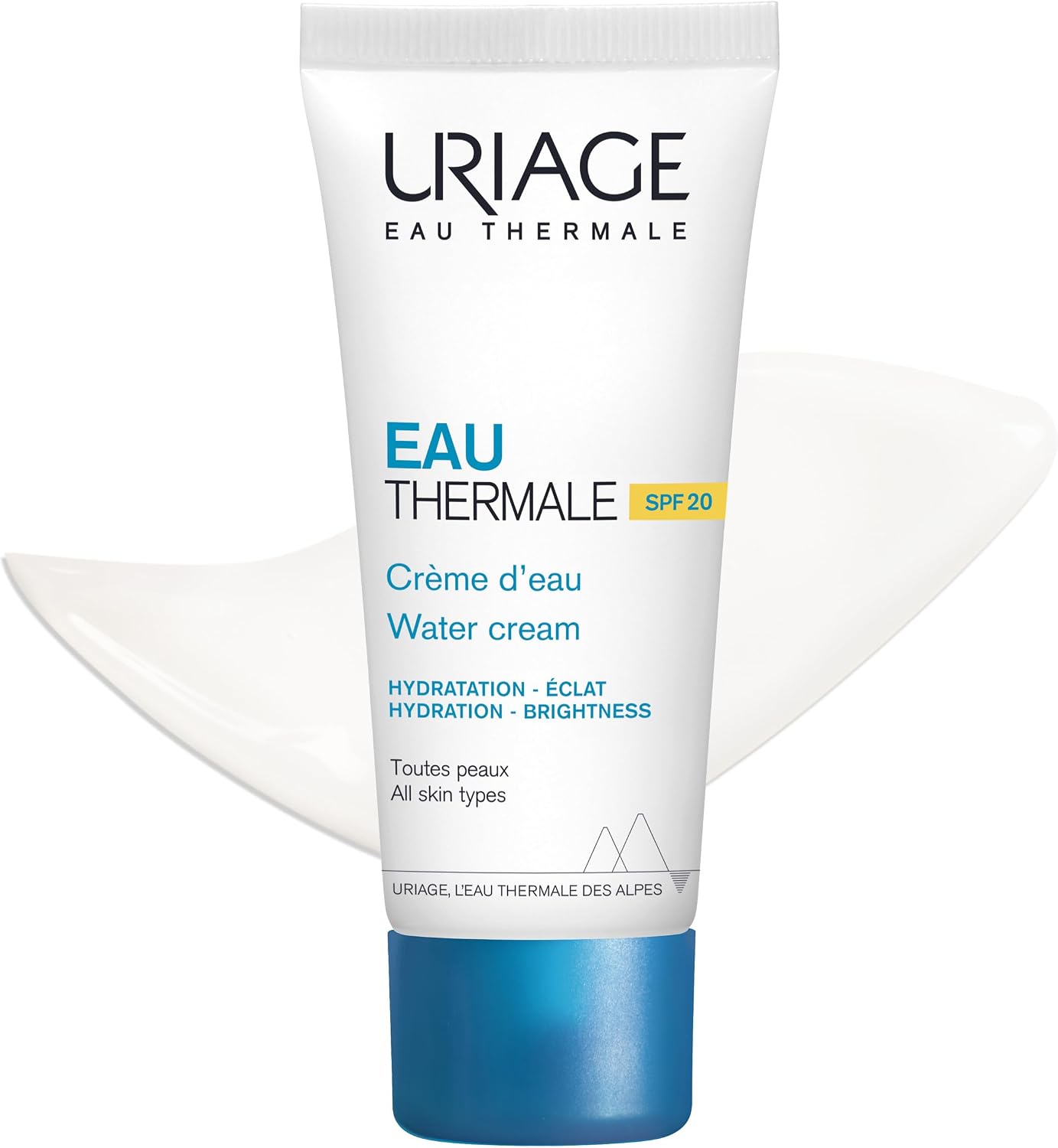 Uriage Eau Thermale Crème d'Eau SPF20 à l'Acide Hyaluronique - Hydratation 24H, Ravive l'éclat - Peau Douce & Souple - Parfum Floral Frais - Non Comédogène - Convient à tous les Types de Peaux - 40 ml - Image 1