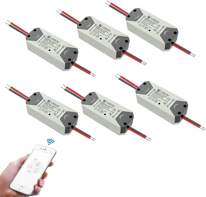 eMylo WiFi Smart Switch Universal WiFi Light Switch Smart Home DIY Wireless Relay Module Remote Control Timer Voice Control with Alexa, Google Home Via Android IOS 6PCS - Image 1