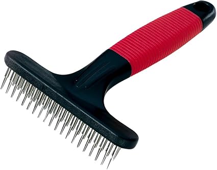 Ferplast Double Row Comb for Medium Length Undercoat with Rounded Chrome Teeth and Non-Slip Rubber Handle - Image 1