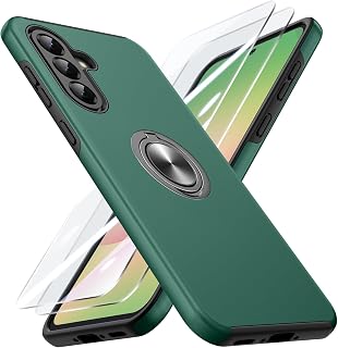 Doeshine Coque pour Samsung Galaxy A56/A36 avec 2 Verre Trempé Vitre Protection, Protection Militaire caméra Antichoc Samsung A56 5G Housse avec Support magnétique Rotatif à 360°, Vert - Image 1