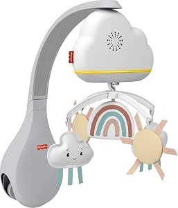 Fisher-Price - Rainbow Mobile 2-in-1 - Musical Night Light - Soothing Sounds and Melodies - Plush Hanging Elements - Gift from Birth, HBP40 - Image 1