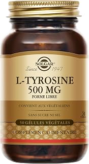 Solgar L-Tyrosine 500mg - Acide aminé - Haute qualité - Système nerveux - Complément Alimentaire - Flacon de 50 gélules végétales - Image 1