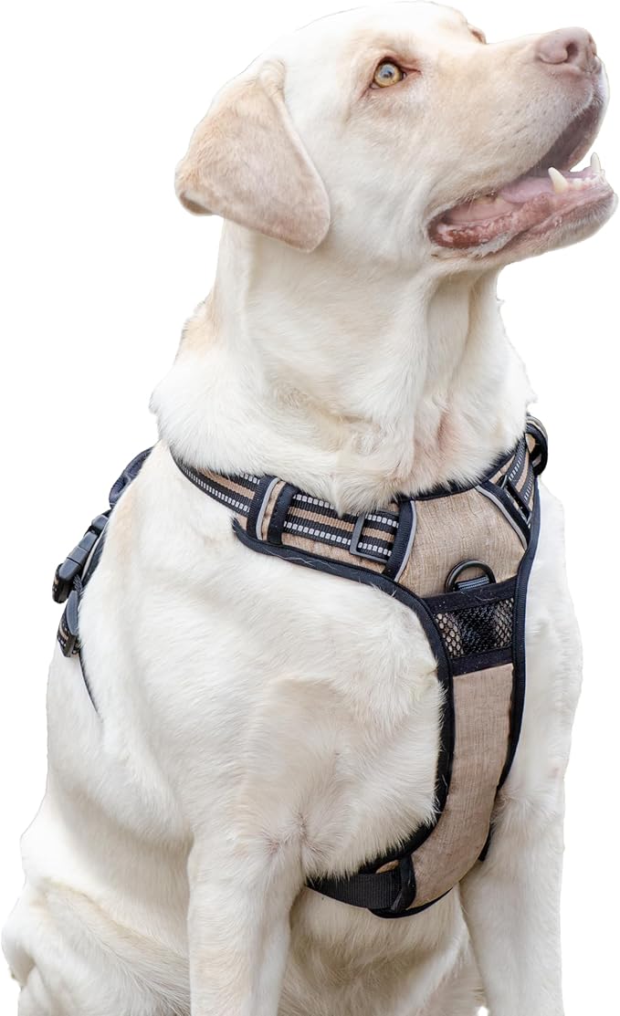 Ferplast Dog Harness, 2 Rings for Maximum Control, Anti-Pull Dog Harness, Adjustable, Reflective, Breathable, Dog Harness Ideal for Training L, Beige - Image 1