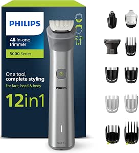 Philips Series 5000 - All-in-one trimmer, 12-in-1 multistyle facial head and body trimmer, one complete tool and 14 cutting heights (0.5 to 16 mm) (Model MG5950/15) - Image 1