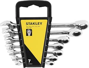 STANLEY STMT82846-0 Combination Ratchet Spanners - Forged in Chrome Steel - Flat Eye - 72 Teeth - 5° Rework Angle - Ergonomic Handle for More Powerful Tightening - Compact Case - Set of 7 - Image 1
