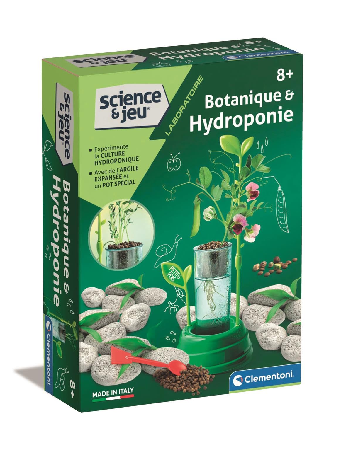 Clementoni | Science & Play – Botany and Hydroponics for Children 8+ | Soillless Gardening Kit with Transparent Pot, Seeds and Tools | Educational Botanical Experience | STEM Nature Activity - Image 1