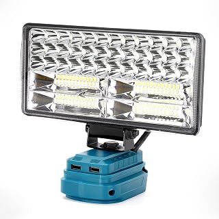 Lampe de Chantier pour Makita 18V, 6000LM Projecteur Chantier Portable, 2 Modes, Lampe LED Rechargeable avec 2 Ports Chargement USB, IP65, pour Garage, Camping, Panne de Courant (sans Batterie) - Image 1