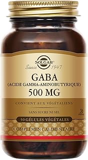 Solgar GABA 500 mg - Acide Aminé - Vegan - Neurotransmetteur - Système nerveux - Complément Alimentaire - Flacon de 50 gélules végétales - Image 1