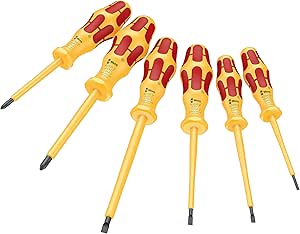 Wera '05051575001 1060 i/1062 i/6 Kraftform VDE Screwdriver Set, 6 Pieces, Yellow/Red - Image 1
