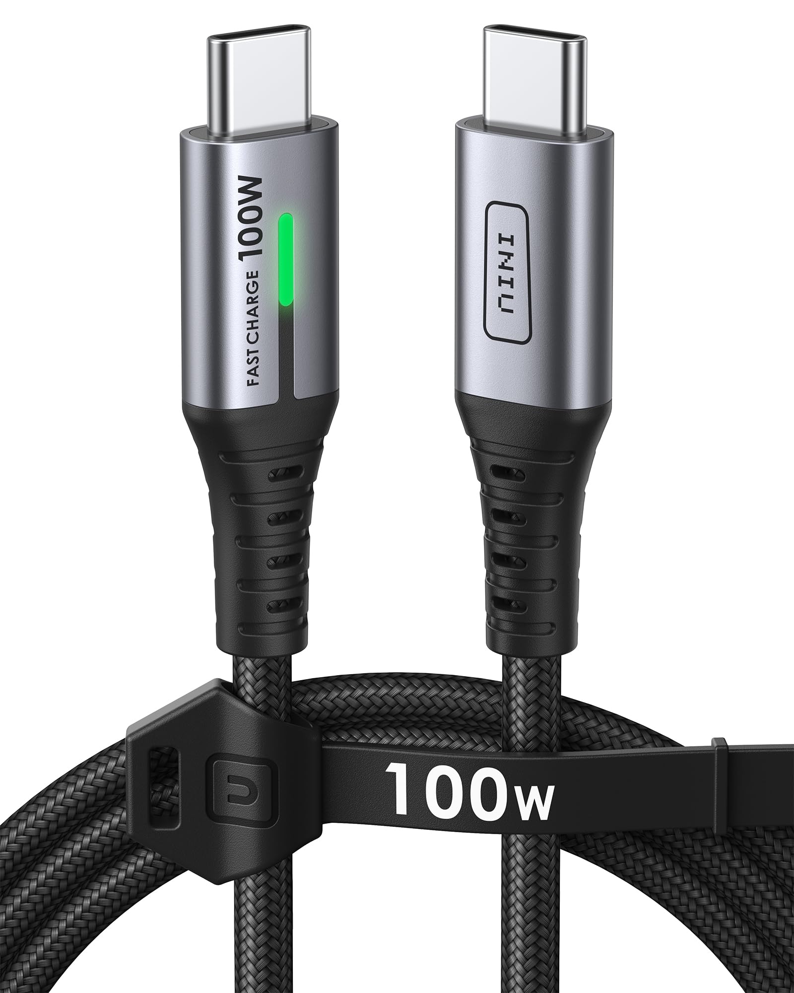 INIU USB C Cable, 1m 100W PD 5A USB C Cable Quick Charge QC 4.0 Charger Type C Nylon Braided for iPhone 16 15 Samsung S23 Ultra iPad Air MacBook Pro Google Pixel 7 Xiaomi Switch PS5 etc. - Image 1