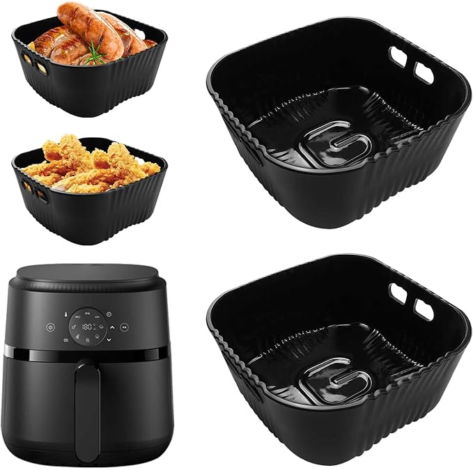 20CM Silicone Air Fryer Platinum Mould, Air Fryer Accessories for Philips 2000 Series 4.2L (NA229/00), Russell Hobbs 4.3L, 2PCS Reusable Silicone Airfryer Dish - Image 1
