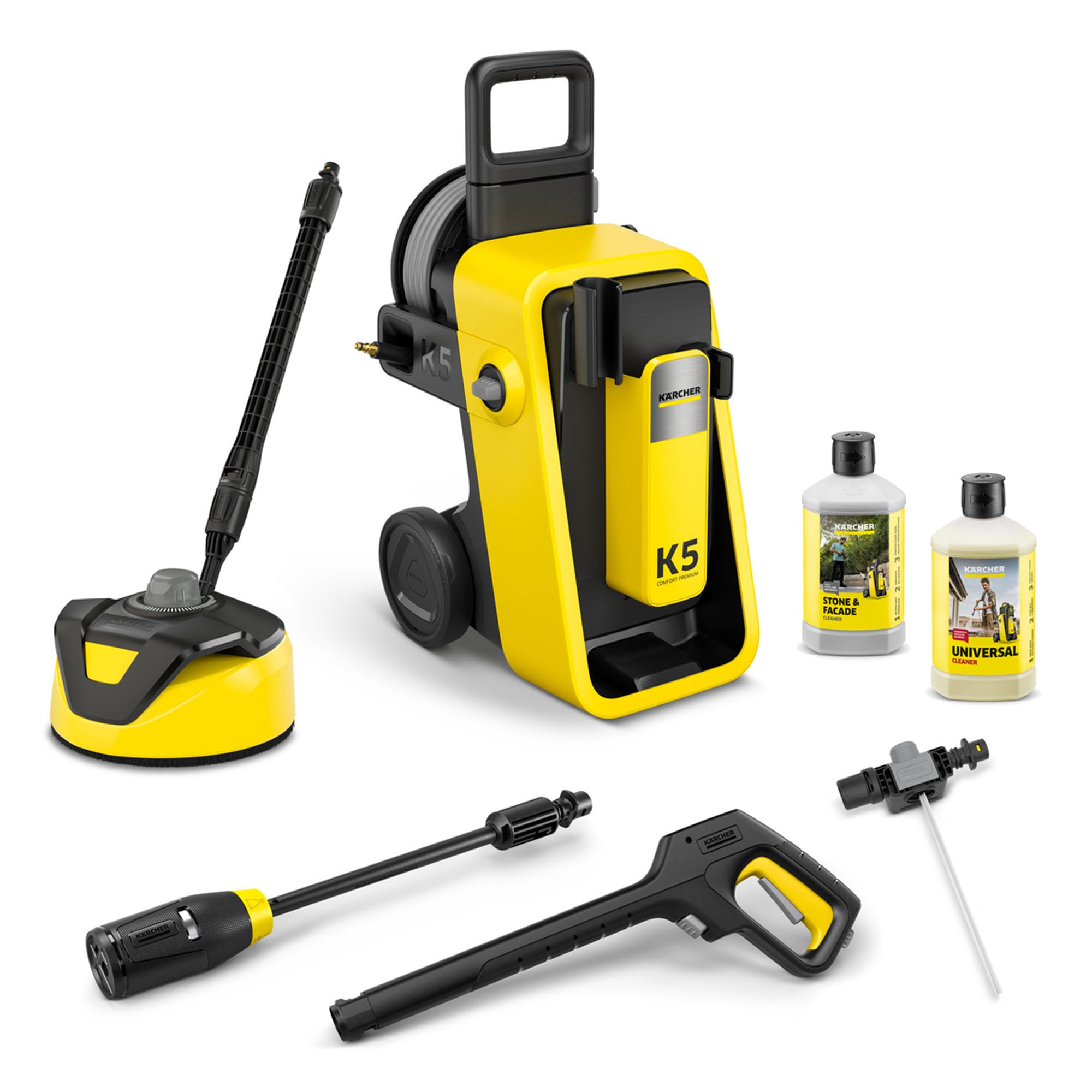 Kärcher K 5 Comfort Premium Home Pressure Washer, Pressure: 145 Bar, Flow Rate: 500 l/h, Surface: 40 m²/h, Extra Flexible High Pressure Hose, Hose Reel, 4-in-1 Multi Jet Home Kit - Image 1