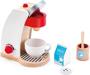 Hape Coffee Machine Toy – Imitation Coffee Maker Game for Children 2 Years and Up – Coffee Maker, Cup, Milk, Capsule, Sugar Included – Realistic Children's Kitchen Accessories – Eco-friendly Materials - Image 1