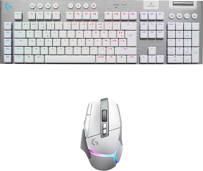 Logitech G G915 X LIGHTSPEED Ultra-Slim Wireless Gaming Keyboard, Fully Programmable Keys, GL Brown Touch - PC/Mac, FRA AZERTY, Logitech G G502 X PLUS LIGHTSPEED Wireless RGB Gaming Mouse - Image 1