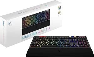 MSI Strike Pro Wireless - Silent Mechanical AZERTY Gaming Keyboard, Hot Swappable Silent Touch Switches, PBT Keycaps, 2.4 GHz, Bluetooth, RGB Mystic Light per Keybutton, Batt 4200 mAh - Image 1
