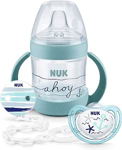 NUK Nature Sense Beach Set with Nature Sense Training Bottle and Freestyle Silicone Dummy 6-18 Months - Image 1