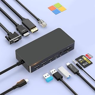 Microsoft Surface Thunderbolt 4 Dock, 11-in-1 Surface Docking Station with 4K HDMI+DP+VGA for Surface Pro 11/10/9/8/X/7+/7, Laptop 7/6/5/4/3,Laptop Studio 2/1,GB 4/3/2/1 - Image 1