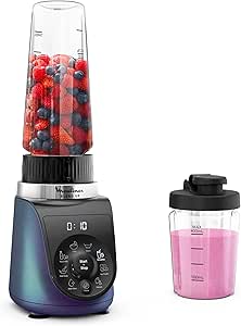 Moulinex Blend Up, Powerful Mini Blender, 1000W, 8 Automatic Programs, Crushed Ice LM19H4F0, Blue - Image 1