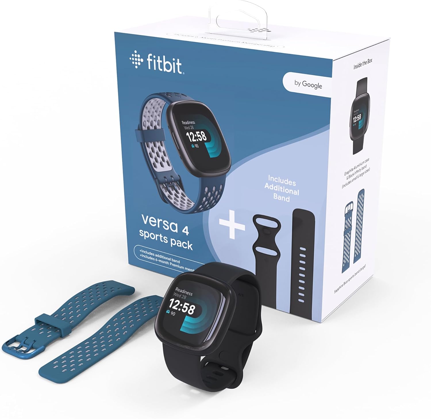 Google Fitbit Versa 4 Montre connectée sport avec GPS intégré et jusqu’à 6 jours d’autonomie de batterie - compatible avec Android et iOS - Image 1