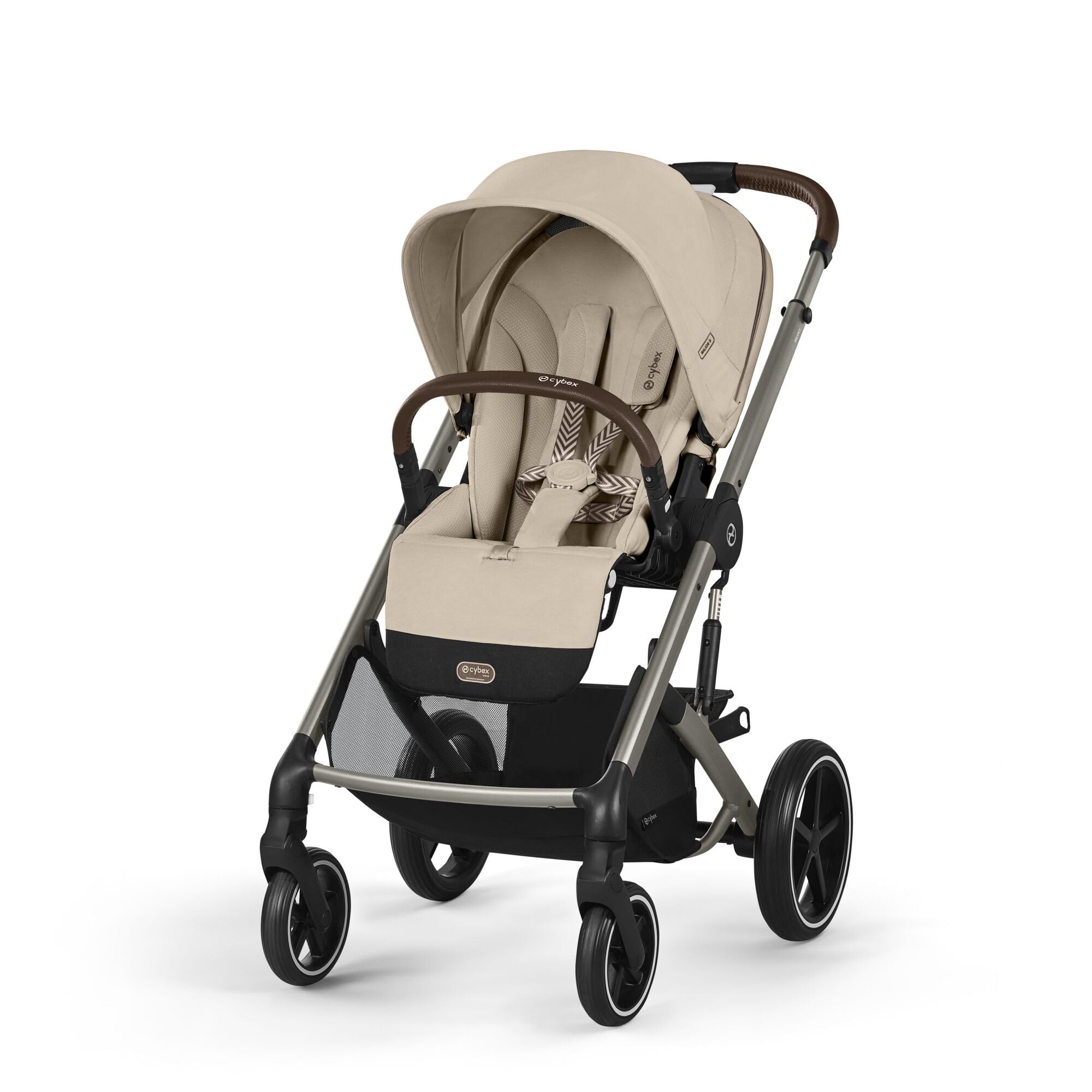 CYBEX Gold Balios S Lux Stroller, Ergonomic Lying Position, One Hand Belt System, From Birth to 22 kg (Approx 4 Years), Almond Beige - Image 1