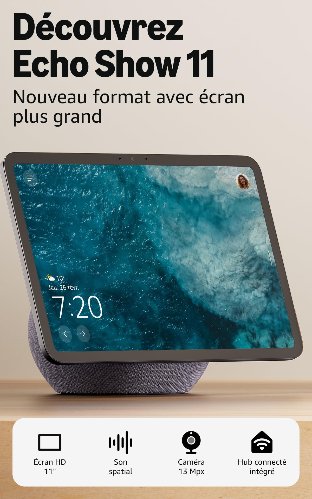 Amazon Echo Show 11, Vibrant Full-HD 11" display with more viewing area, spatial audio and Alexa, Graphite - Image 1