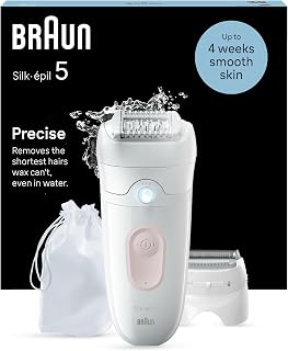 Braun Silk-épil 5, Épilateur Pour Épilation Facile, Étanche, Peau Douce Longue Durée, Avec Tête De Rasoir Pour Femmes Et Sabot Tondeuse, 5-030, Blanc/Rose - Image 1