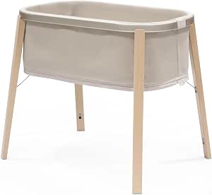 Stokke Snoozi Crib, Sand Beige – The Evolutionary Crib from Birth to 9 Months – Portable and Lightweight – Firm Mattress Included - Image 1