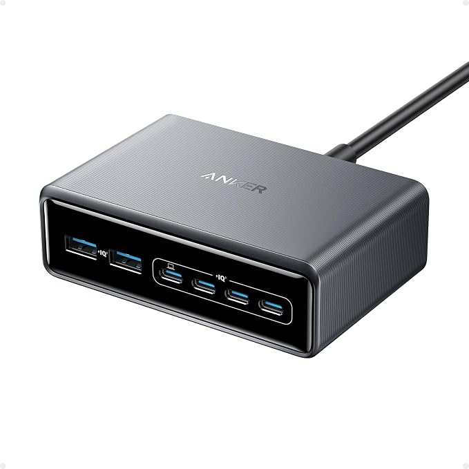 Anker Prime 200W GaN USB C Charger, 200W GaN 6 Port Charging Dock, Fast Desktop Charger USB C PD, for iPhone 17/17 Plus/17 Pro Max/16/15/14/13, Samsung, Macbook, Dell and More - Image 1