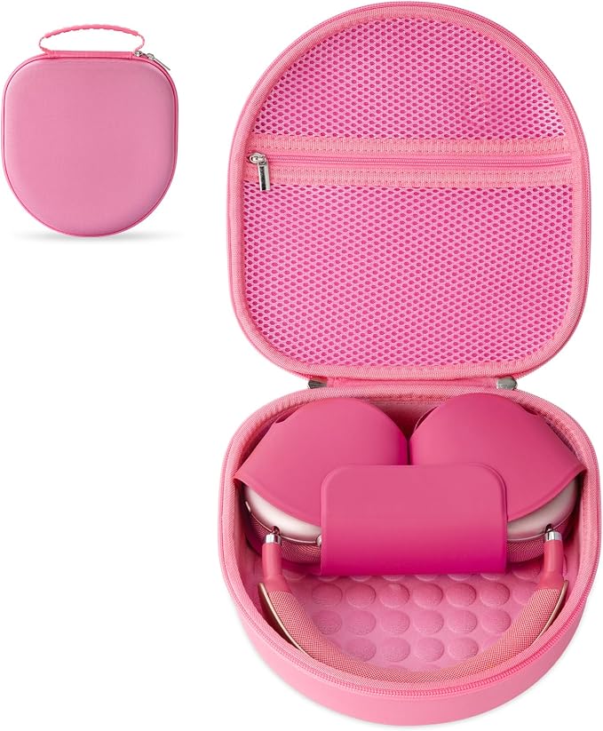 Carrying Case Compatible with Apple Airpods Max Earbuds, EVA Hard Case for Travel and Outdoor Earphone Storage (Pink) - Image 1