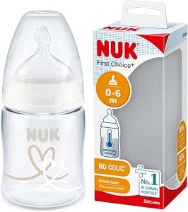 NUK First Choice+ Bottle | 0-6 Months | Temperature Control | Silicone Nipple | Anti-Colic Valve | BPA Free | 150 ml - Image 1