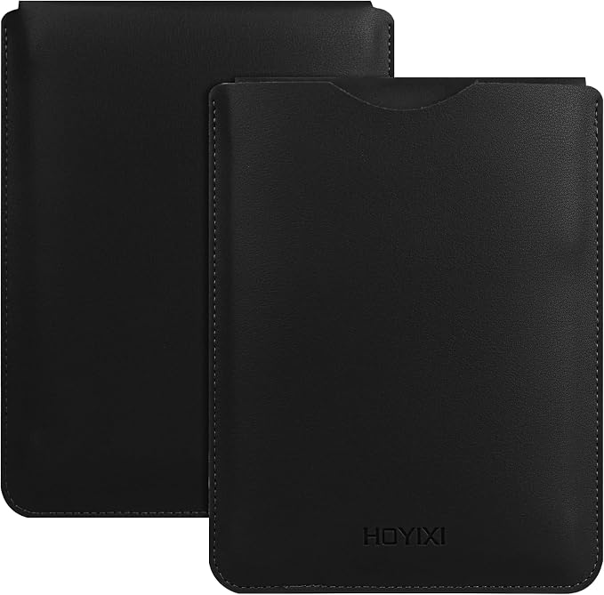 HoYiXi Universal Case for 6 Inch Kindle/Kobo/Voyaga/Lenovo/Pocketbook/Sony/Tolino E-Book E-Reader Lightweight Leather Pouch Case for 6 Inch Ebook - Black - Image 1