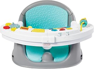Infantino - Siège Rehausseur Musical & Lumineux 3-en-1 Découverte Growing - Chaise Haute Convertible - Taille Ajustable - Jouets Interactifs & Plateau Snack - Développement de l'Enfant - Couleur Bleue - Image 1