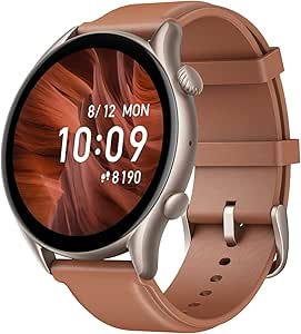 Amazfit GTR 3 Pro Men's Smart Watch, 1.45 Inch AMOLED, SpO2, Built-in Alexa, 150+ Sports Modes, GPS, Bluetooth Calls, Music Storage, 12 Day Battery Life, Sports Watch (Brown) - Image 1