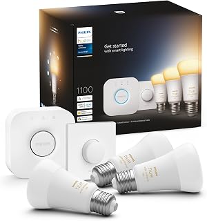 Philips Hue Kit de démarrage White Ambiance : 3 Ampoules LED Intelligentes et connectées E27, Pont de Connexion, Bouton Smart Hue, Compatible Bluetooth, Alexa, Google Assistant, Apple HomeKit - Image 1