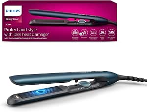 Philips 7000 Series - ThermoShield Ionic Hair Straightener, Ceramic Coated Plates Infused with Argan Oil, Metallic Duck Blue, Model BHS732/00 - Image 1
