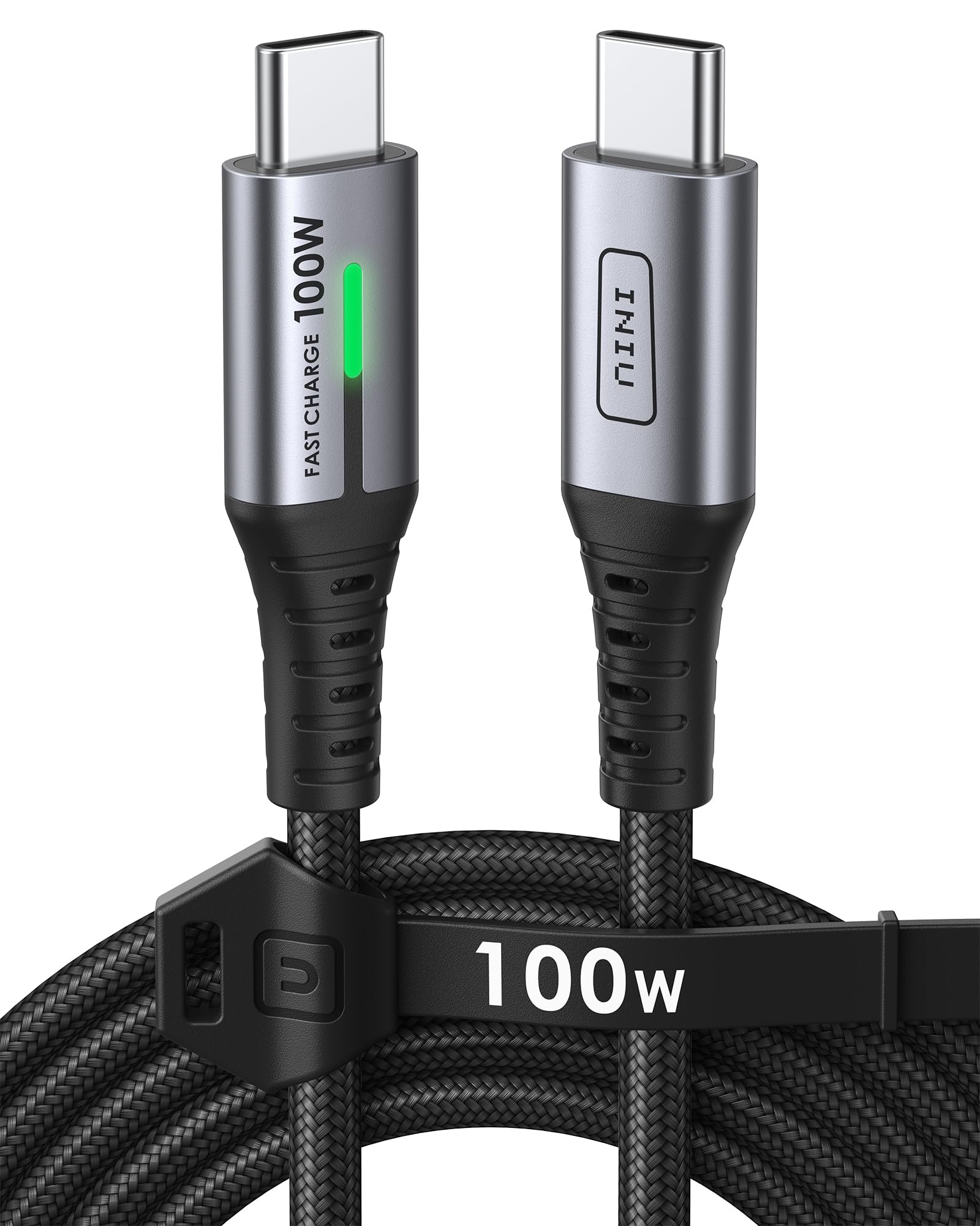 Câble USB Type-C, INIU [2 m] 100 W PD 5 A câble USB C QC 4.0 en nylon de charge rapide type C vers USB C Compatibles avec Samsung S21 S20 Note iPad MacBook Pro Huawei Xiaomi Switch ECC - Image 1