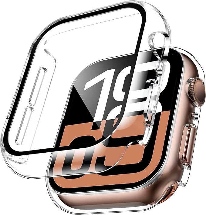 TAURI 2 Pieces PC Case Compatible with Apple Watch Series 11/10 42mm, Ultra Thin Hard Screen Protector [Touch Sensitive] Tempered Glass iWatch 42mm-Transparent - Image 1