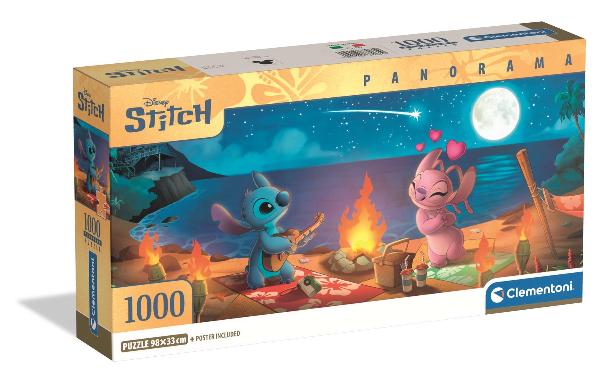 Clementoni - Puzzle for Adults 1000 Pieces, Panorama Disney Stitch Compact Box, Made in Italy, 37061 - Image 1
