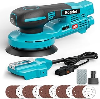 Ecarke Ponceuse Excentrique Sans Fil 125 mm,Compatible avec Makita 18V, 15 000 tr/min, 6 Vitesses Réglables, avec Sac à Poussière & 20 Disques Abrasifs, Idéale pour Cirer, Dérrouiller(Sans Batterie) - Image 1