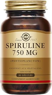 Solgar Spiruline - Tonus et Vitalité - Haute qualité - Défenses naturelles - Vegan - Riche en Protéines - Complément Alimentaire - Flacon de 80 gélules - Image 1