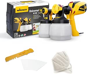 WAGNER W 590 FLEXiO Spray Paint System for Wall Paints, Varnishes & Stains, Indoor & Outdoor Paint, 15m2-6 Min, Tank 1300ml/800ml, 630W - Image 1
