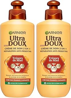 Garnier Ultra Doux Trésors de Miel pour Cheveux Fragiles & Cassants - Crème de Soin 2-en-1 Réparation Anti-Frisottis - Au Miel d'Acacia, de Manuka & de Lavande - 200ml - Homme & Femme (Lot de 2) - Image 1