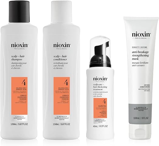 Nioxin - SYSTEM 4 Care Kit - Shampoo & Conditioner (150 ml), Leave-In Care (40 ml) + Strengthening Mask (150 ml) - Image 1
