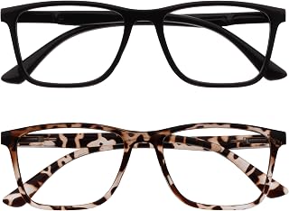 OPULIZE NYX Lunette anti lumiere bleue femme & homme - Lunette Loupe Ecran/Gaming - Lot de 2 - Anti-éblouissement, UV400, Légère - Rectangulaire - Noir Marron - + 0,00 - Image 1