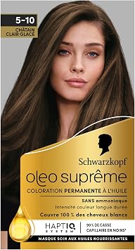 Schwarzkopf – Oleo Suprême – Permanent Oil Colour – Long-Lasting Colour and Shine – Ammonia-Free – 100% White Coverage – HaptIQ System – Ice Light Brown 5-10 - Image 1